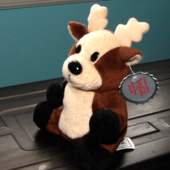 Coca Cola Collectible 1998 #0133 Reindeer w/ Coca Cola Bottle Bean Bag Plush 6" - Picture 7 of 16